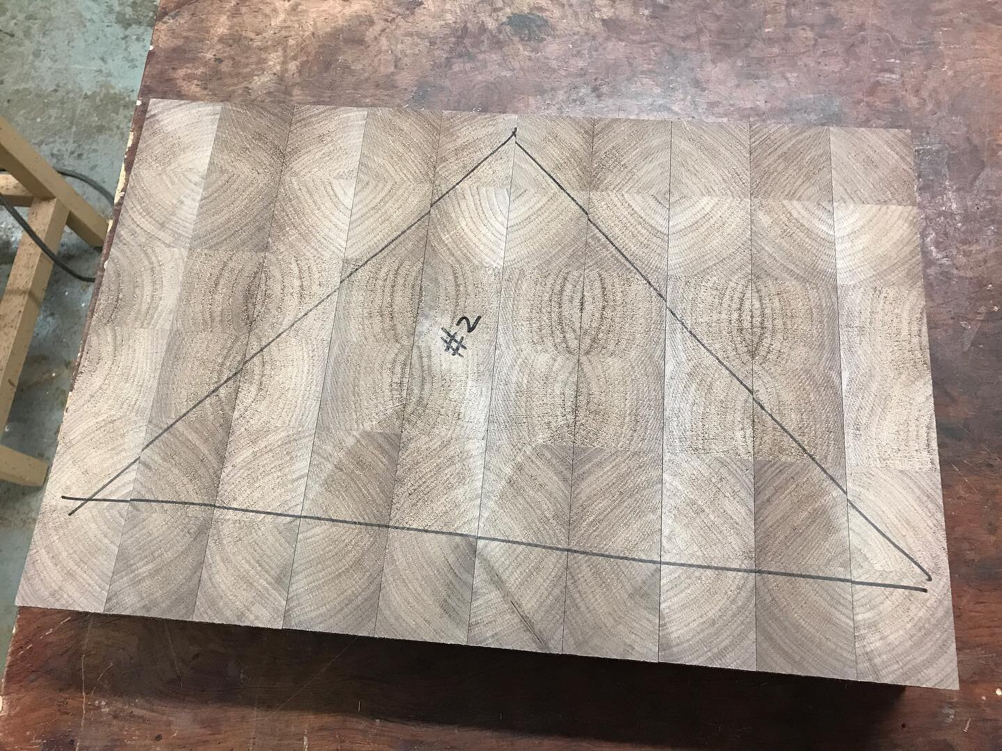 Two of my Premium Medium End Grain Walnut Cutting Boards laminated up and ready to sand to shape. 2.5 x 12 x 18 with six custom quality rubber feet. One of these is going to Los Angeles and the other? SOLD Link to site in bio. #cuttingboard #homecook