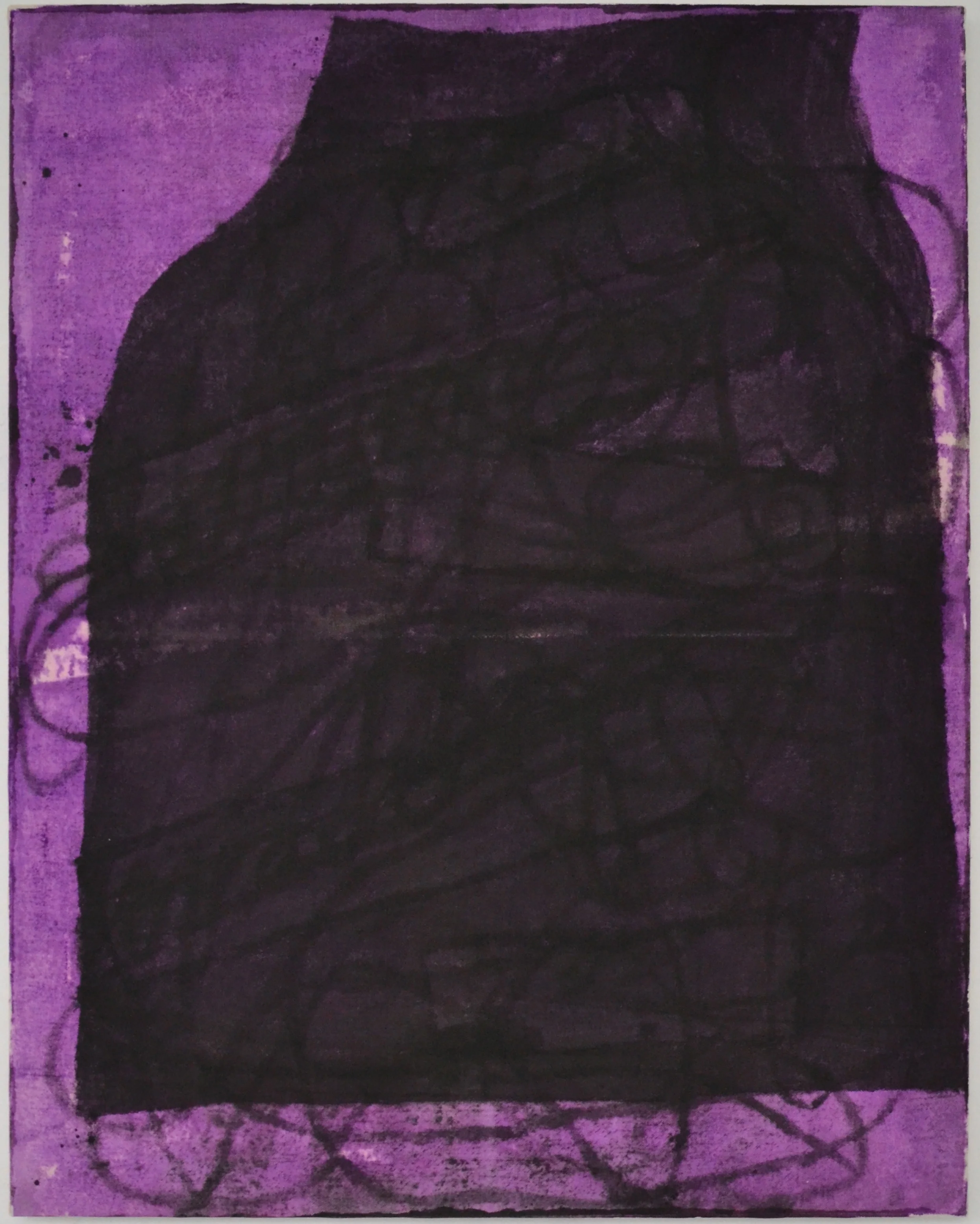 Black ink pot, ink on canvas, 32" x 29", 2014