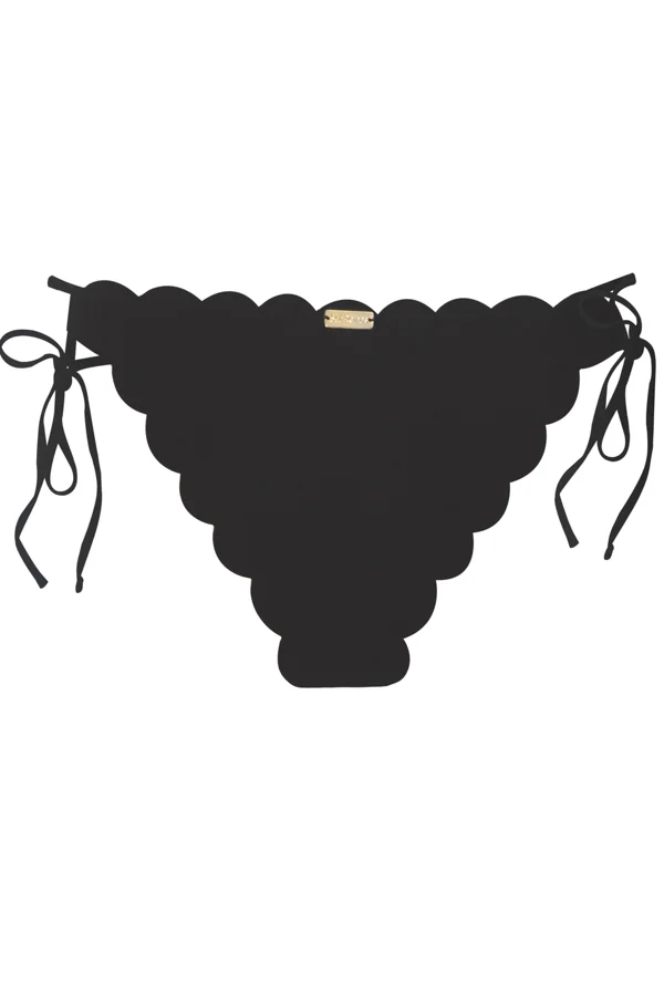 Cartagena Black Scallop String Tieside Bikini Bottom Back View.JPG