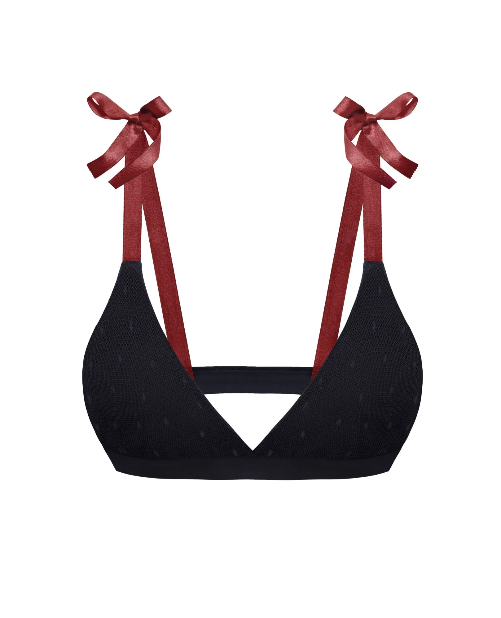 NAKED Intimates Rose Tulle Black Bralette Red Bow Straps Front.JPG