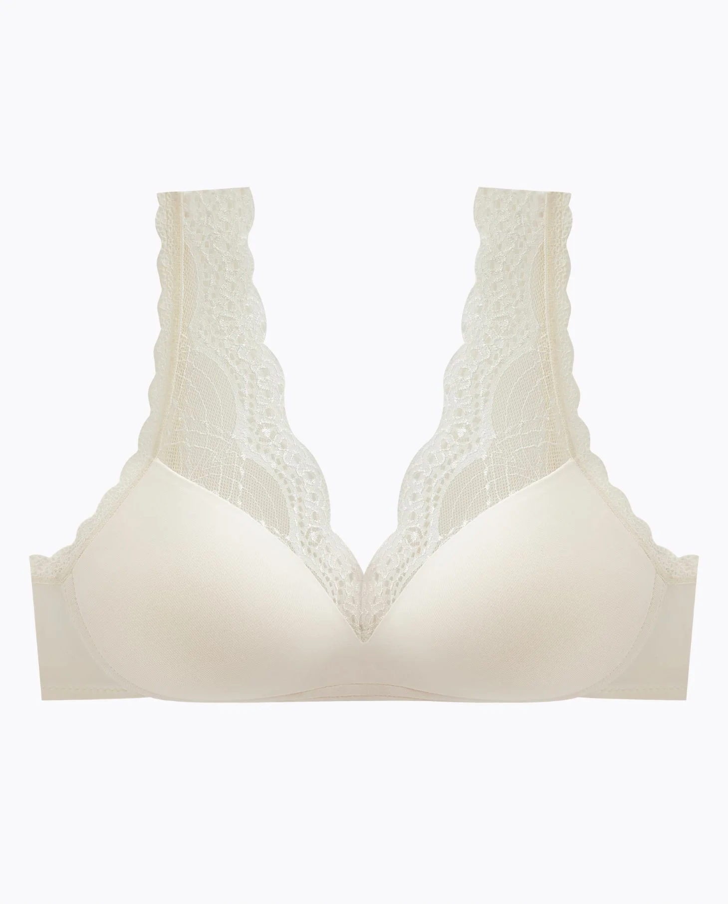 NAKED Intimates Bluebelle Cream Lace Coverage Bralette With Lace Banded Straps Front.JPG