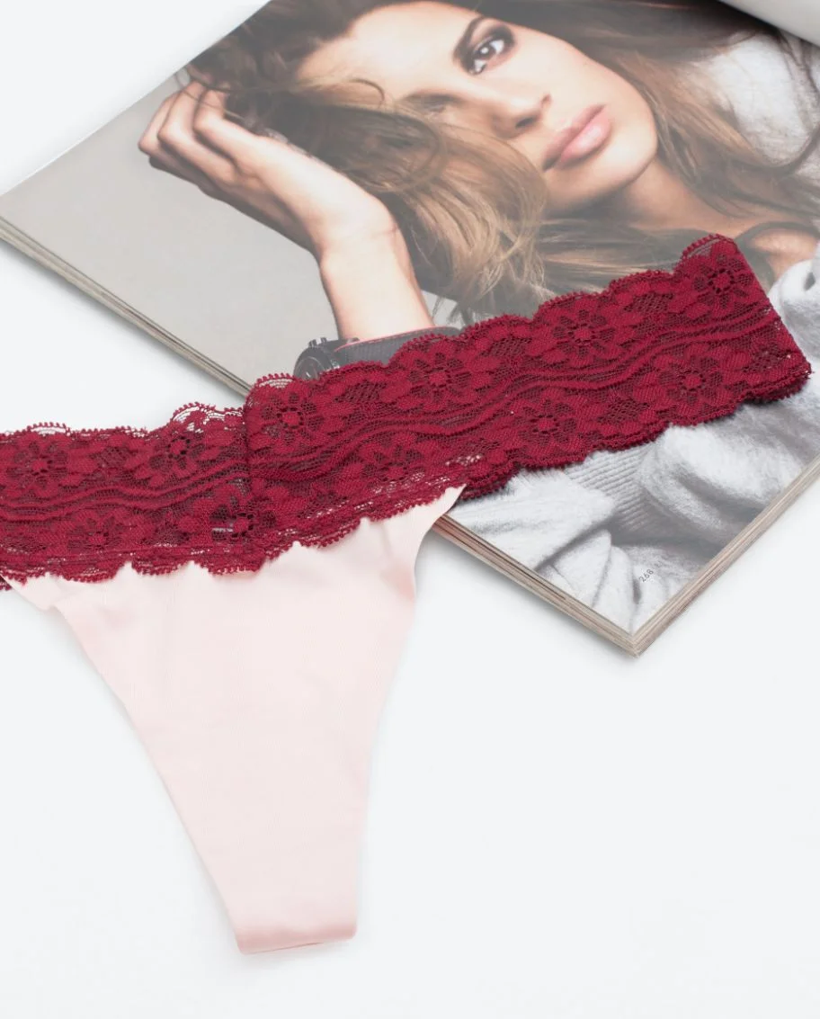 NAKED Intimates Limited Edition Tanga Lace Thong Constellation Box Set Burgundy Pink Flat.JPG