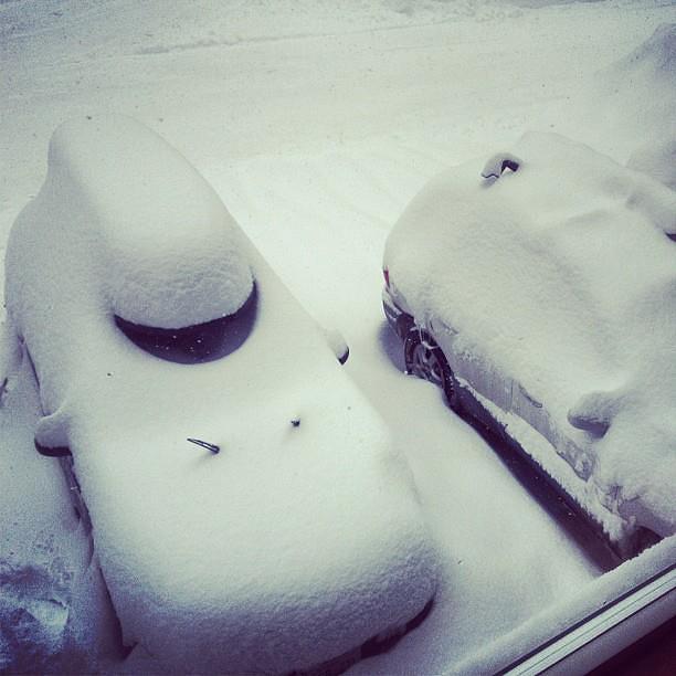 Jordan and Lauren's car's after the first night of snowfall.