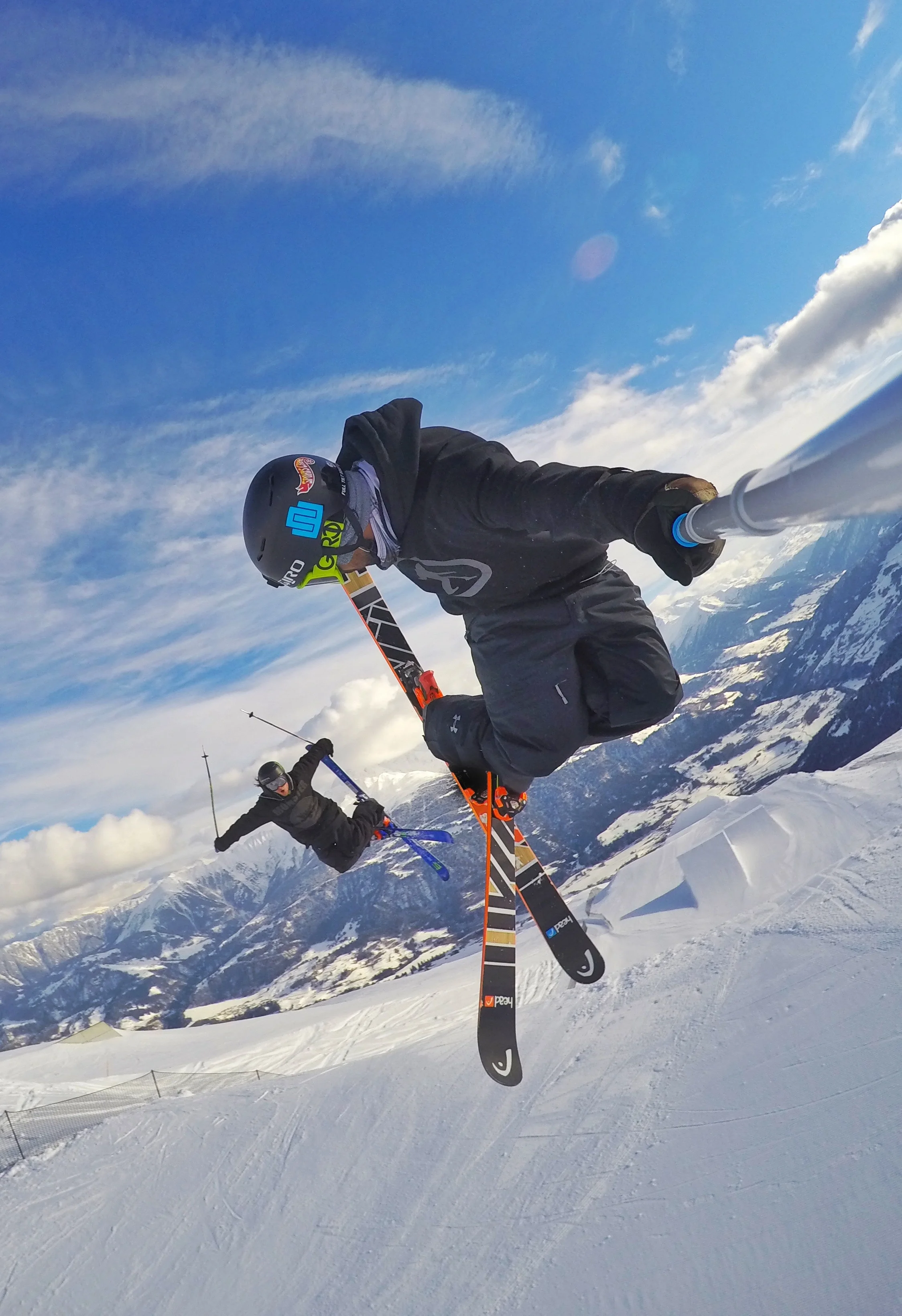 Jumping with Woodsy in Laax! Easily one of the best places to ride in the World. 