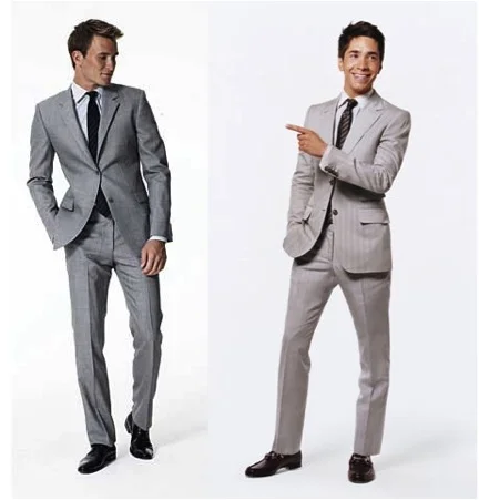 terno cinza com camisa branca