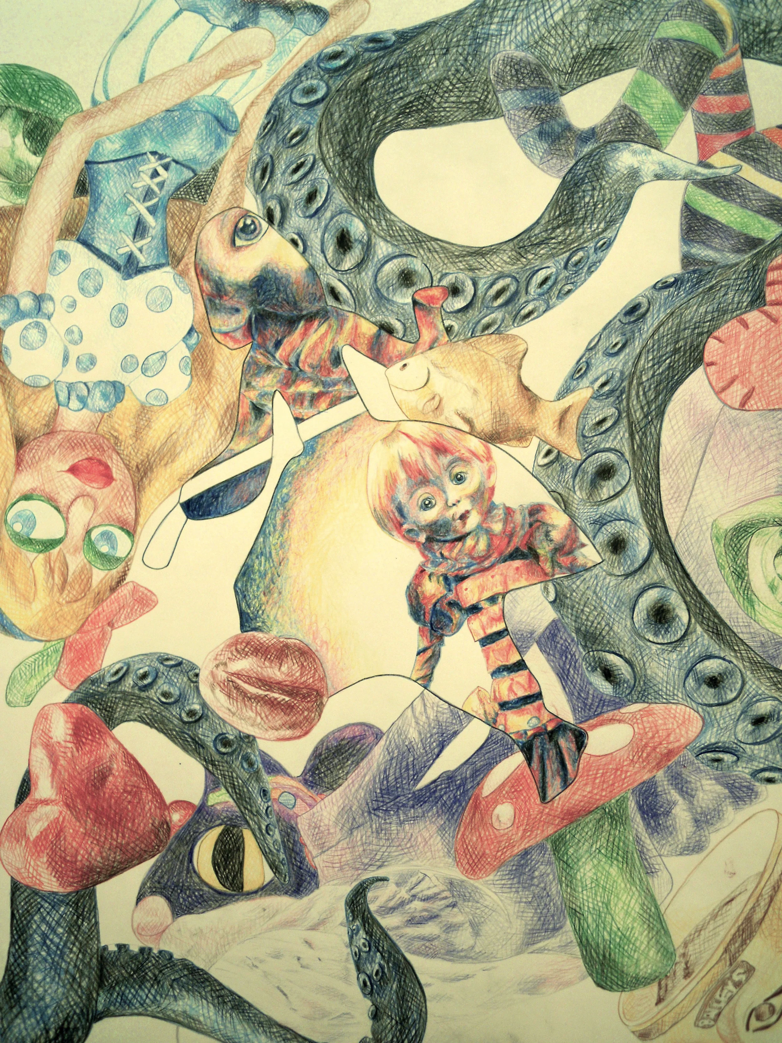   Alice Collage . Spring 2011. Color Pencil. 22&quot;x30&quot;. 