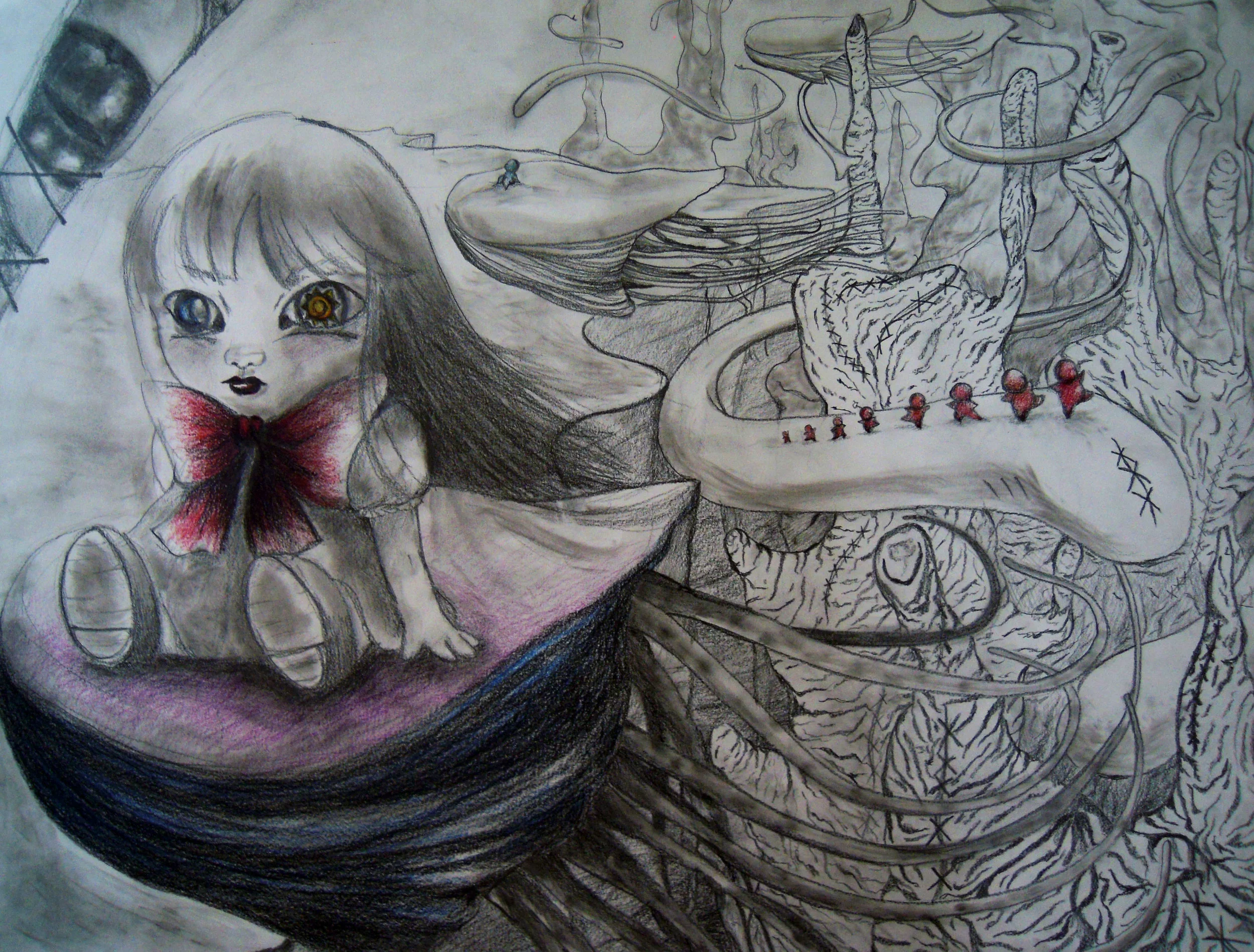   Surrealism. Spring  2011. Mixed Media (Pencil, Charcoal, Color Pencil). 24&quot;x18&quot;. 