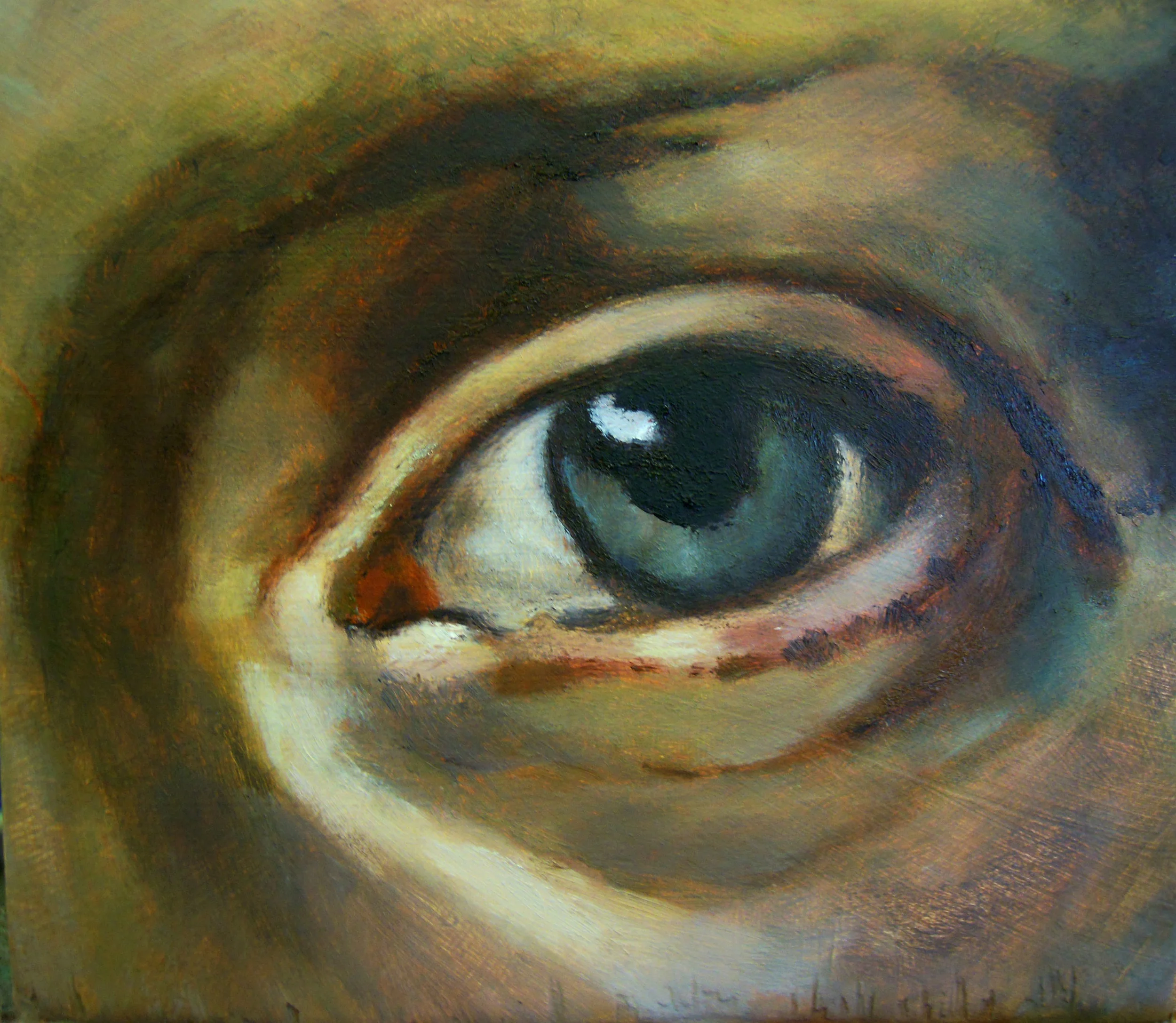  Old Master Studies: Rubens, Peter Paul. (1577-1640). a la  Ein Kinderkopf (Portrat der Clara Serena Rubens).  Spring 2011. Oil Paint. 6&quot;x6&quot;. 