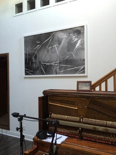 Just installed this photogram at Shirk Studios. It is made from half inch and two inch audio recording tape on black and white photo paper. Check out his studio here: http://shirkmusic.com/Main.html