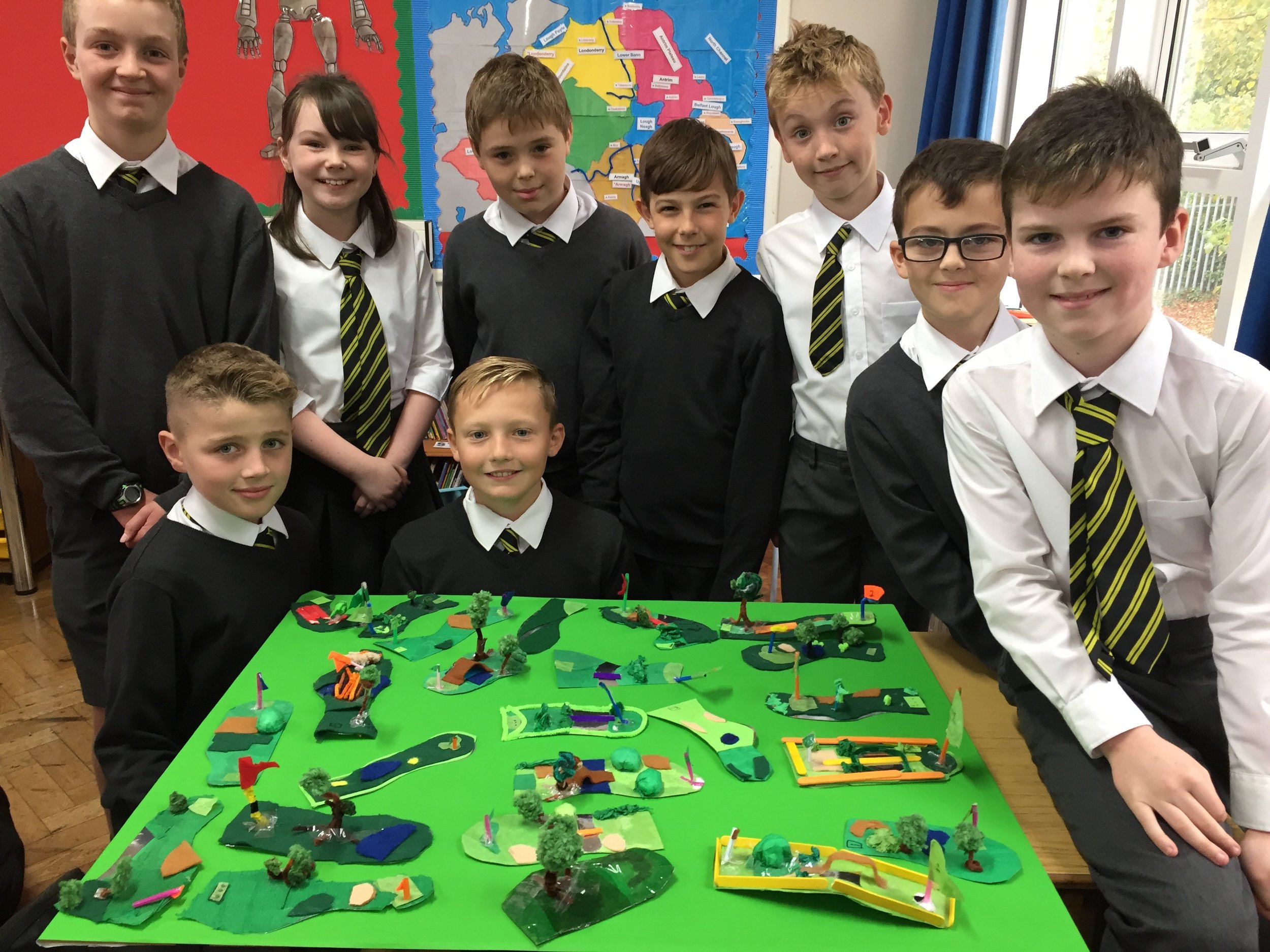 P7 R12 are studying Northern Ireland and have designed their own golf course. Rory, Darren and Graham have already booked their tee-off times!