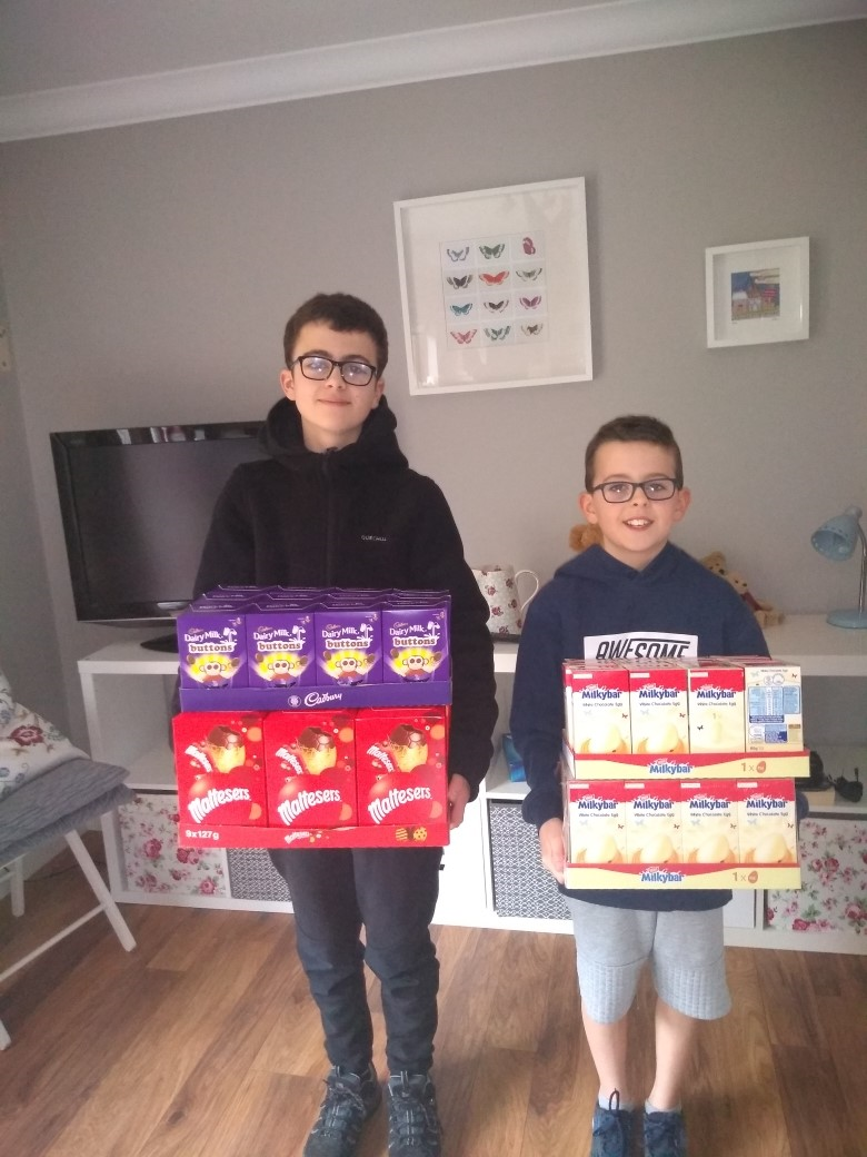Josh and Ben donated Eggs to the Children's ward at the Ulster hospital