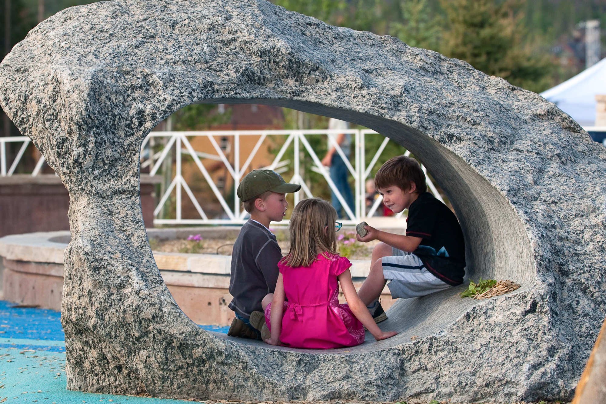 Kids Playing in Rock