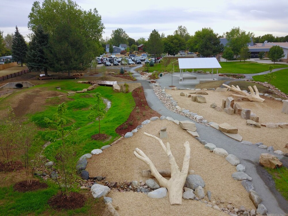  An overview from a drone of the entire kids nature play discovery park  