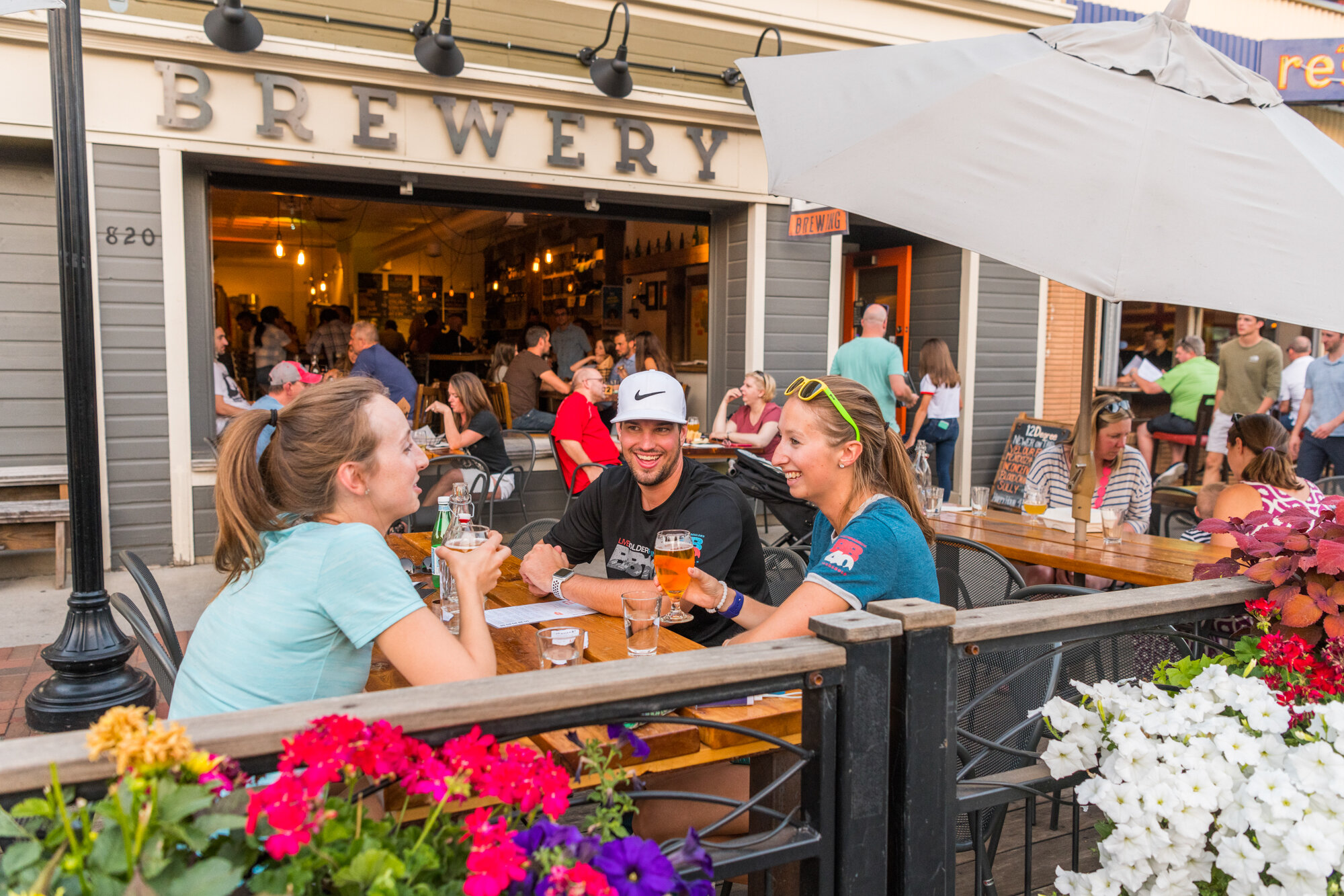  Louisville, Colorado streetside dining. Parklets designed by Design Concepts. 