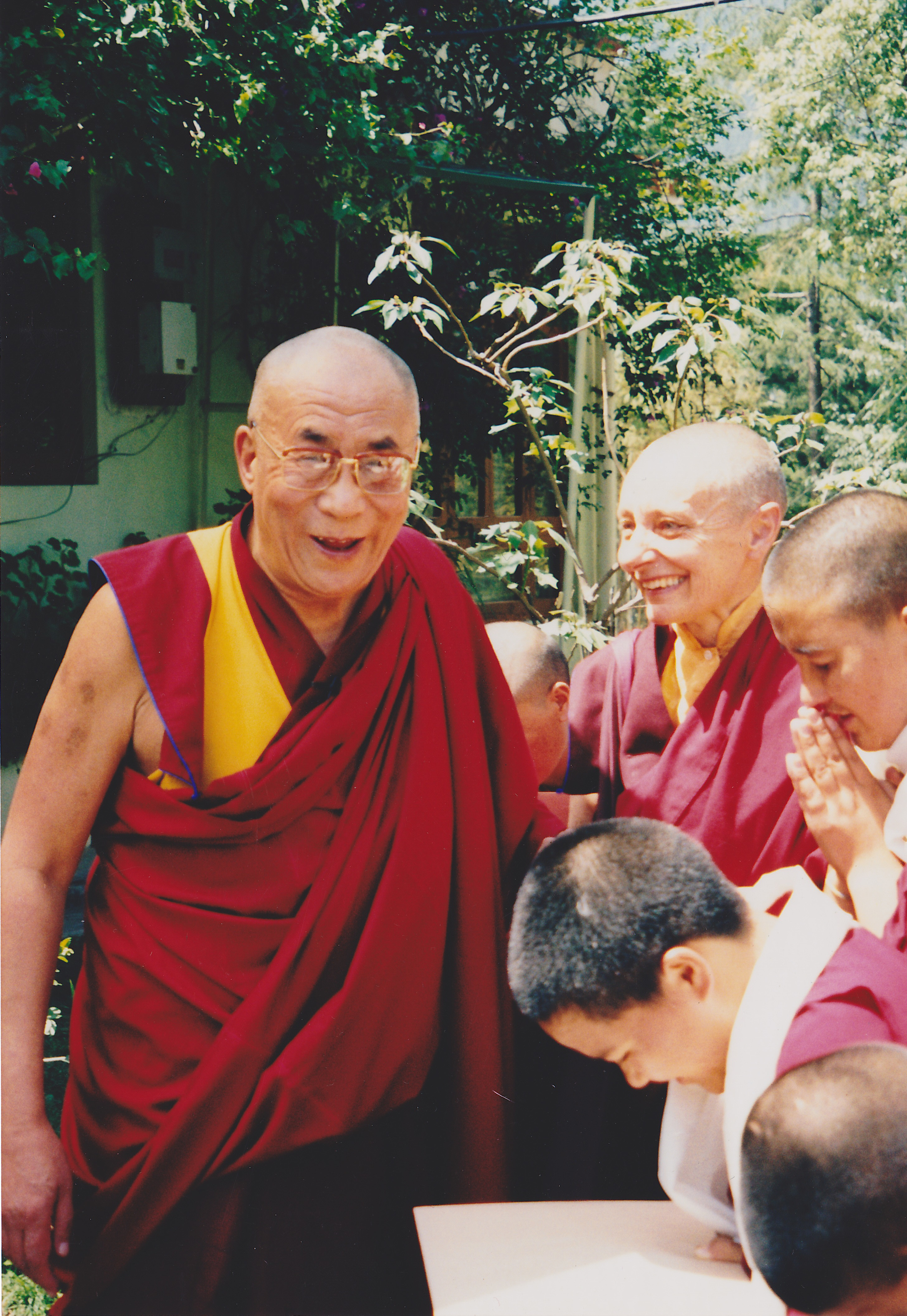 His Holiness the Dalai Lama with Jetsunma and her nuns