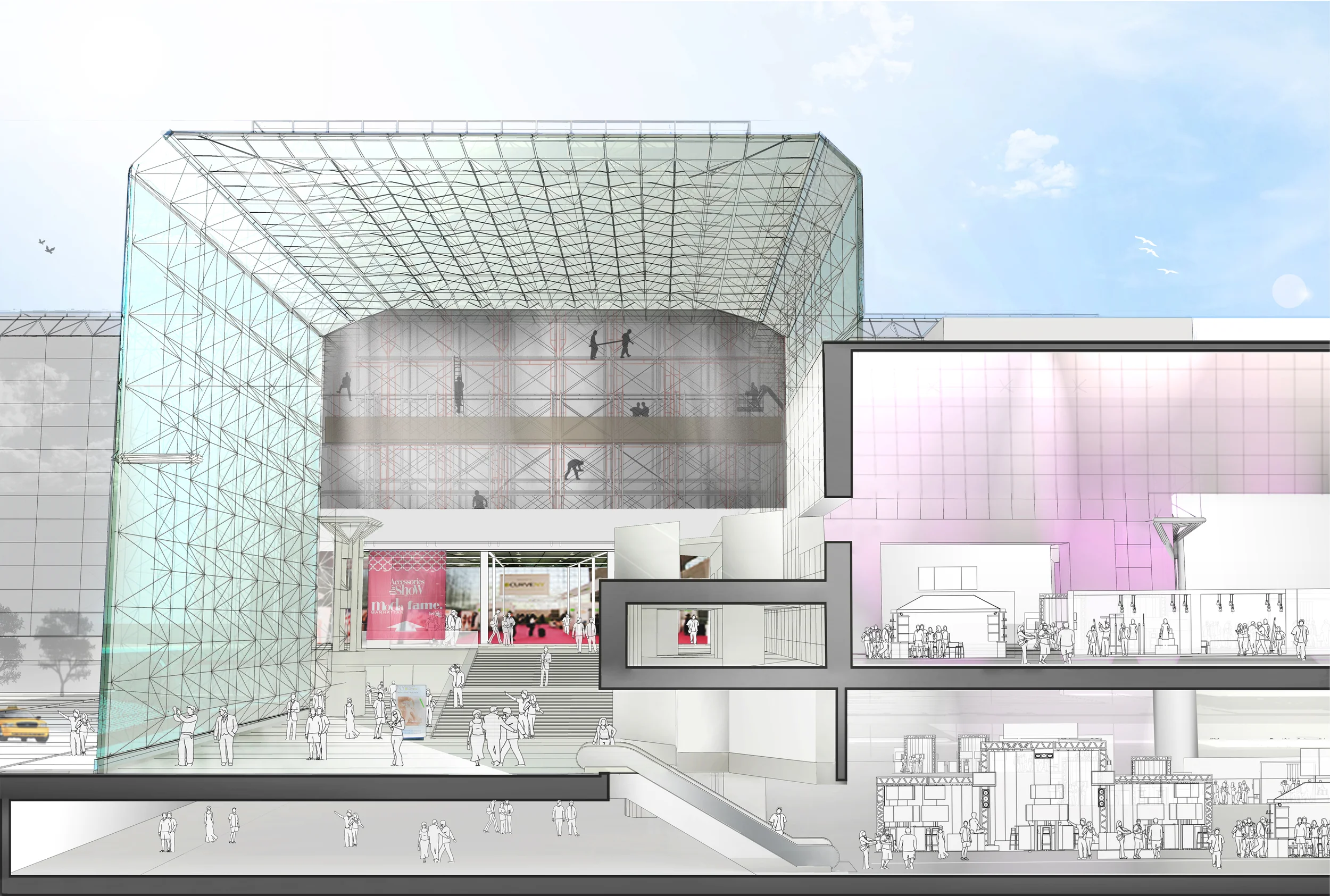   Jacob K. Javits Convention Center ,&nbsp; graphic visualization   Revit + Navis + Sketchup + Photoshop         (professional) Tishman Construction     