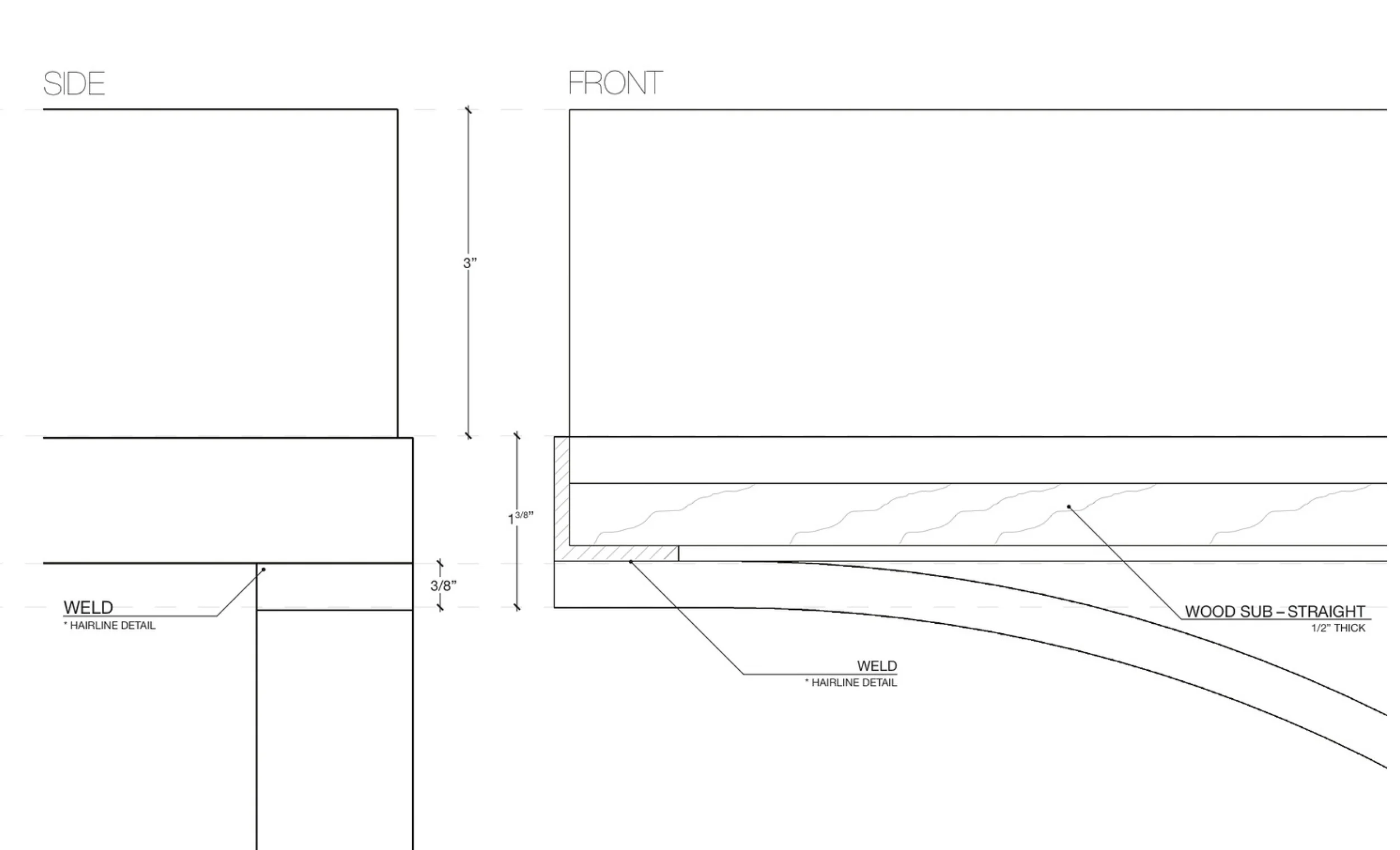    Bench  , &nbsp; shop drawing    This is a detail from a shop drawing set of a bench for a well known interior designer based in New York City- image made for: Gratz Industries– fabricator.&nbsp;       (professional)  