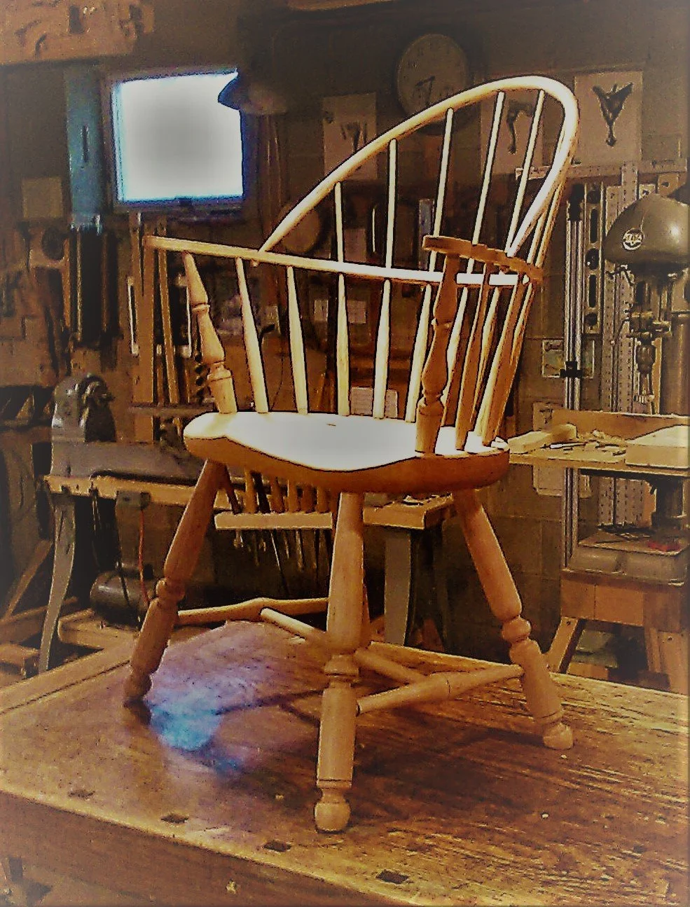 Custom sackback Windsor armchair.