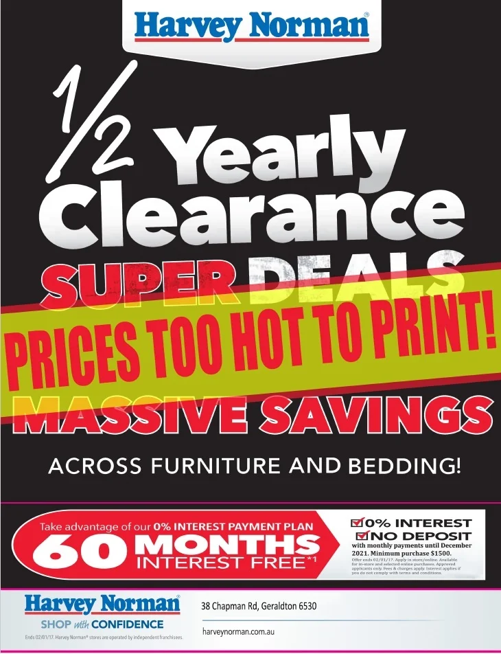 Harvey Norman Furniture’s ½ Year Clearance Super Deals Everything