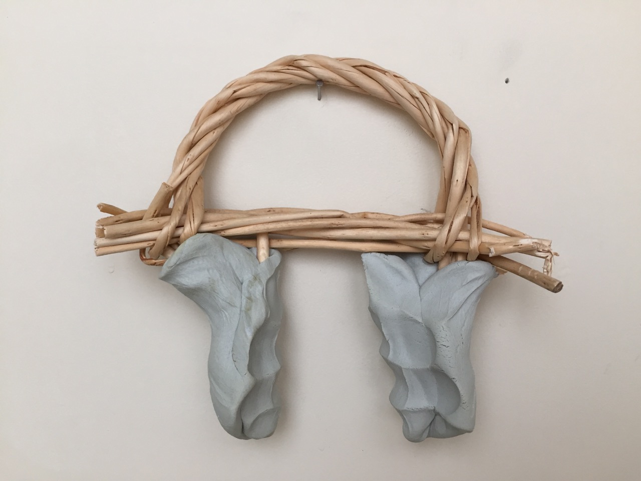 Untitled #20, 2016, Apoxie Sculpt and basket handle, 7” x 8” x 3"