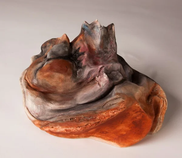 2016 ceramic, cold patina of acrylic paint, India ink, 6 x 8 x 10”