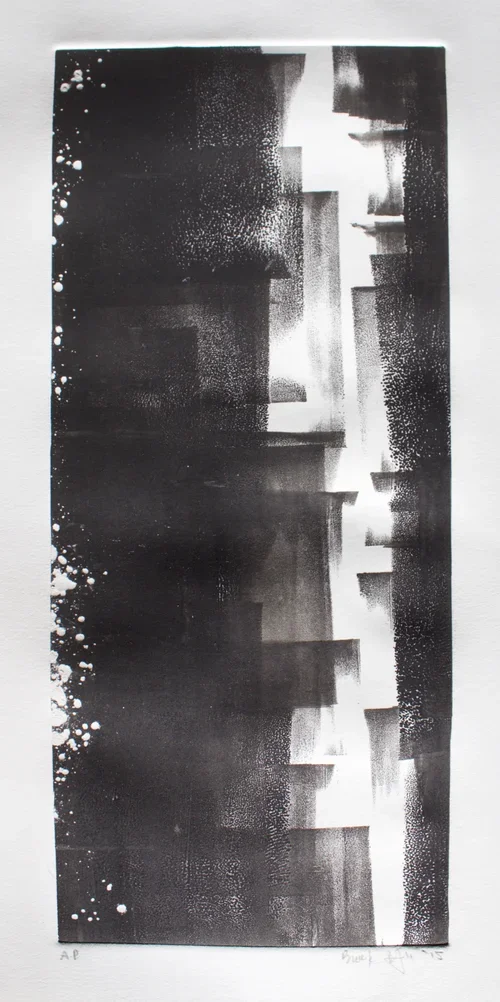 Tension 1 2015, Monoprint Diptych             6"x13.75"
 