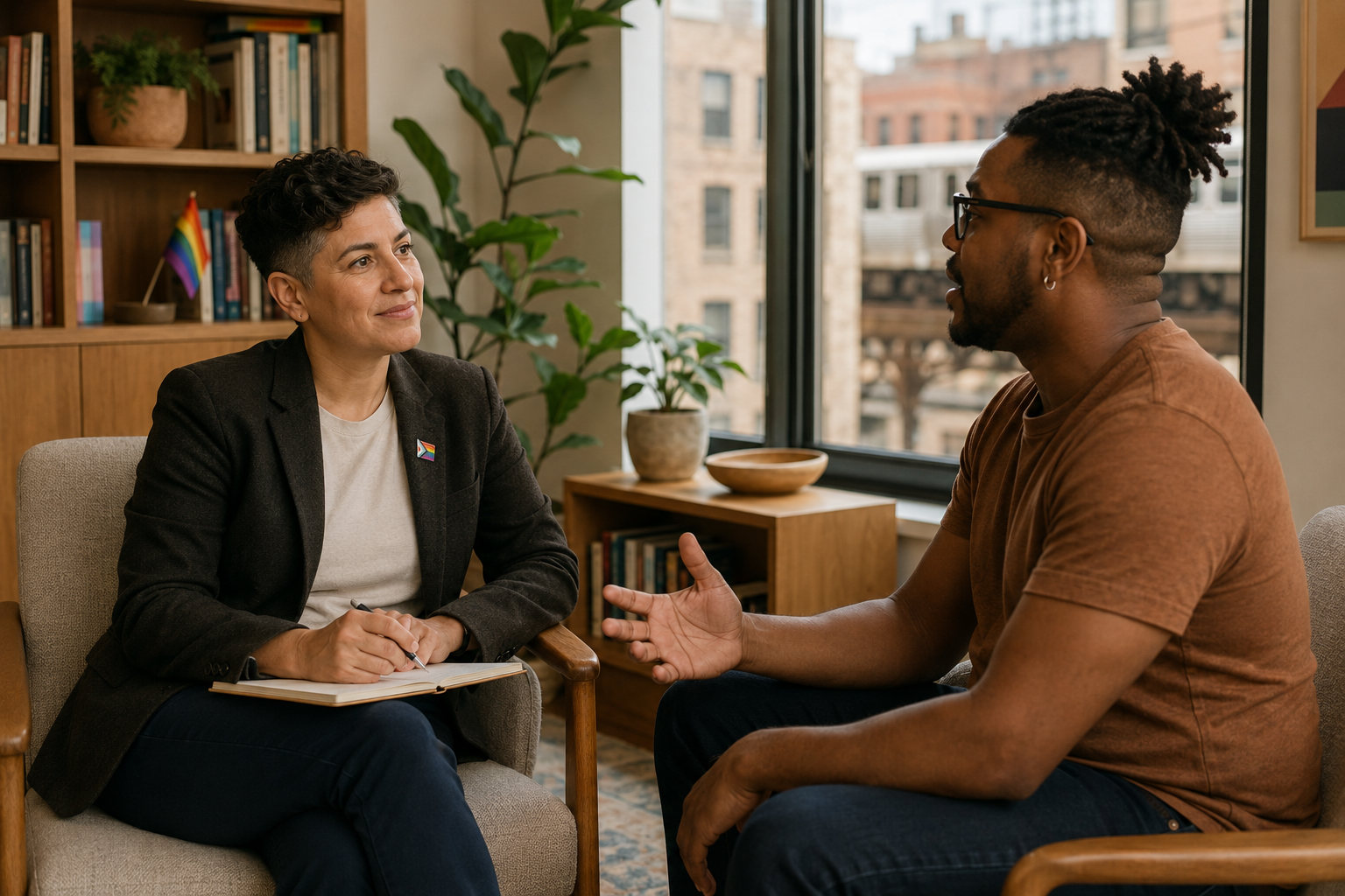 LGBT therapist providing LGBTQ+ affirming therapy in Chicago