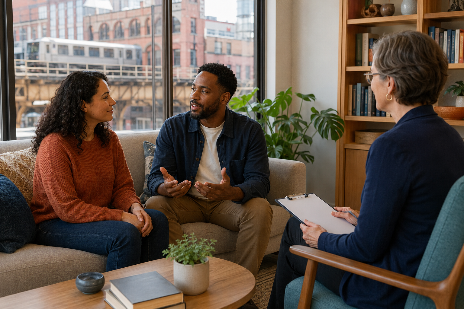 Couples counseling helping partners improve communication and strengthen their relationship in Chicago
