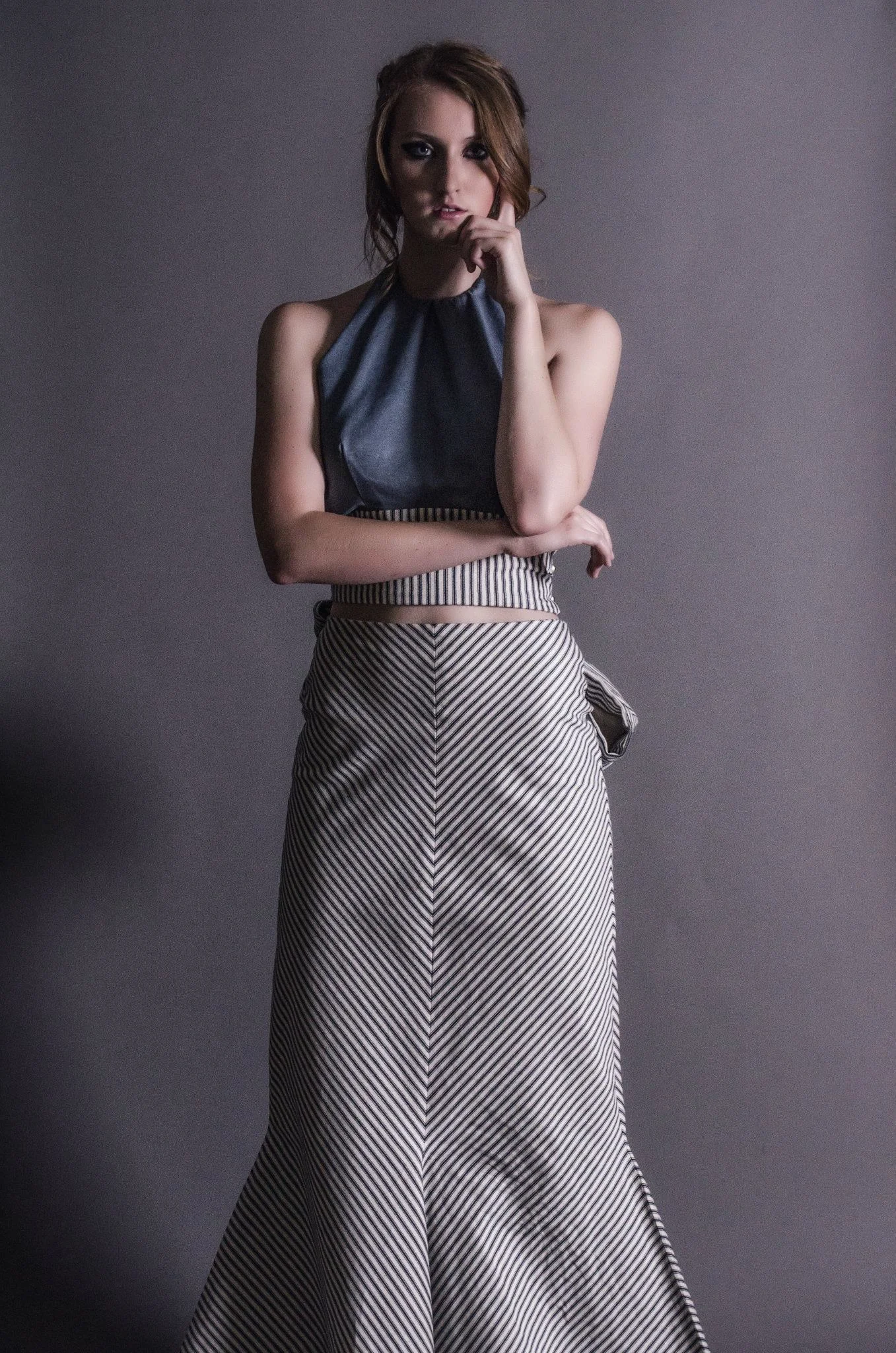 Halter and Bias-Cut skirt with Bustle