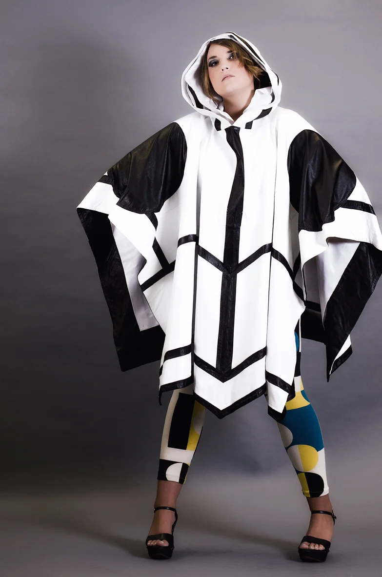 Geomtric Leather Cape