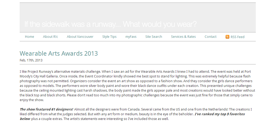 Port Moody Art Centre Wearable Art Awards 2013