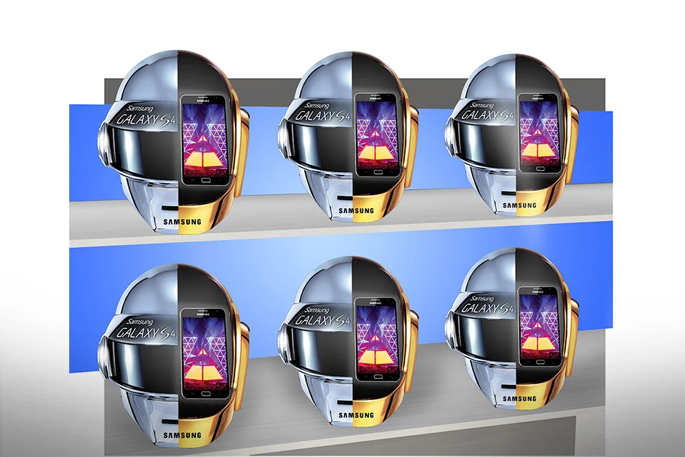 Limited edition Daft Punk helmet packaging; which includes an NFC card for instant access to exclusive content from Samsung Music Hub.