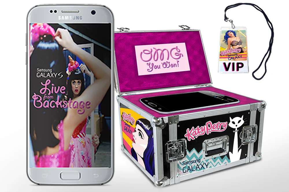 Demo phones showcase a sample of Katy Perry pre-show stream. Limited edition Katy Perry backstage packaging, which includes exclusive backstage content.