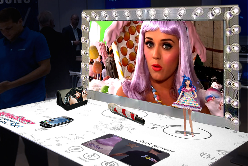 Interactive digital display showcases Katy Perry’s Galaxy alongside her other backstage must-haves.