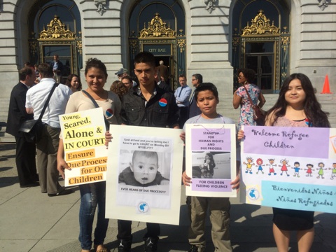 Pangea clients advocate for access to counsel initiative for other refugee children who don't have attorneys (City Hall, Sept. 2014)