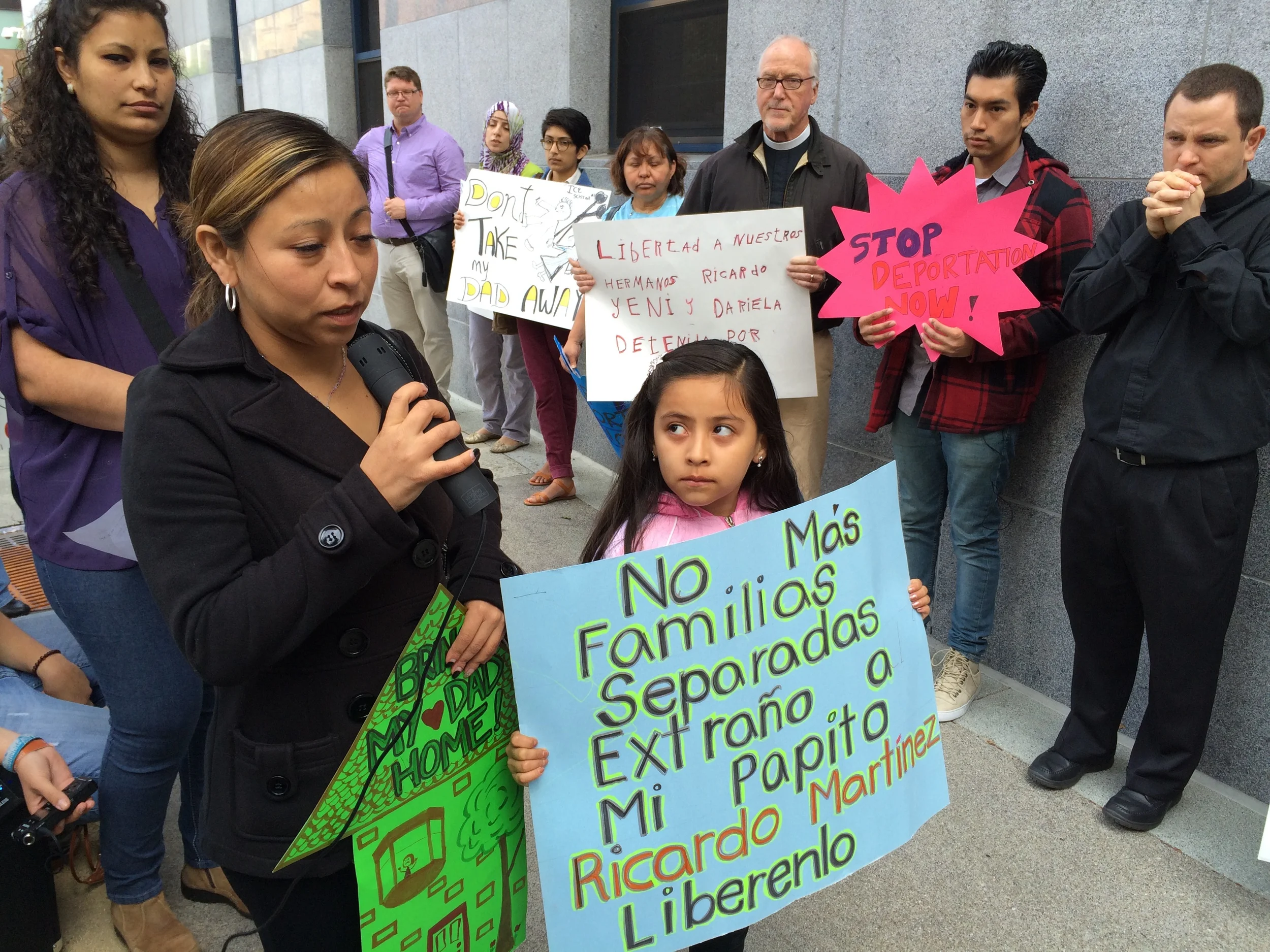Ricardo's wife and daughter pleading with the media and immigration authorities to allow Ricardo to come home. 