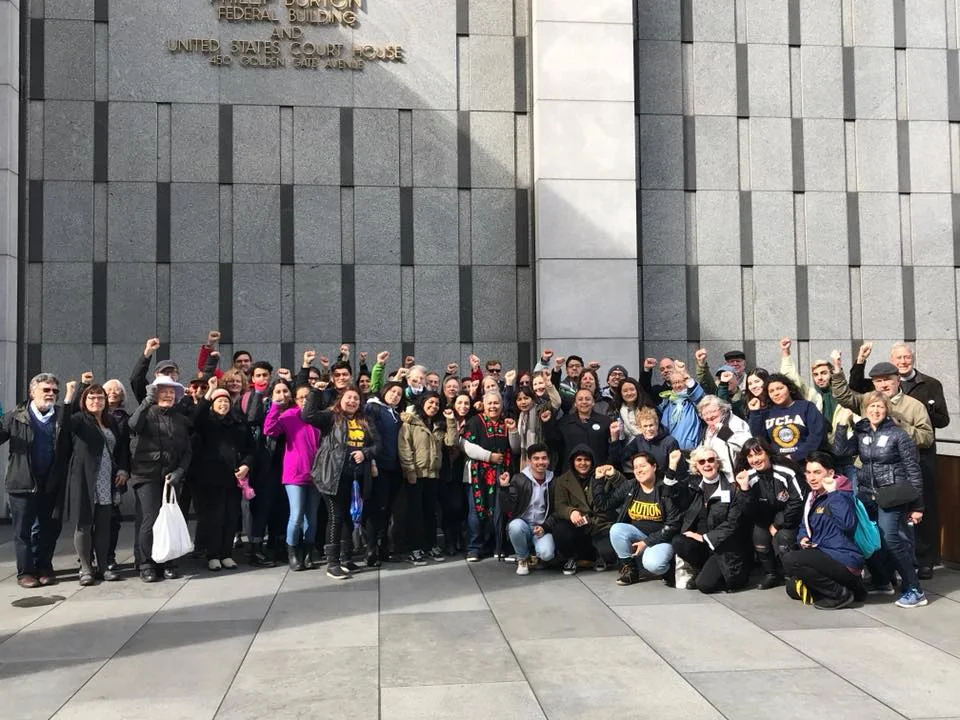 Community members from Faith in Action, RISE, California Immigrant Youth Justice Alliance, the Immigrant Liberation Movement, and others out in support of Floricel's hearing at the Federal District Court in Northern California (San Francisco, March 13, 2017) 