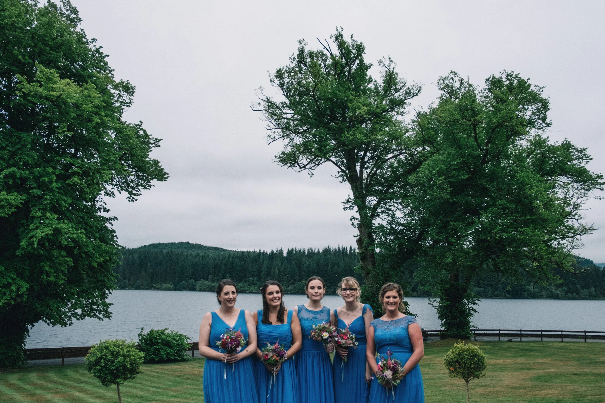 Bridesmaids in blue