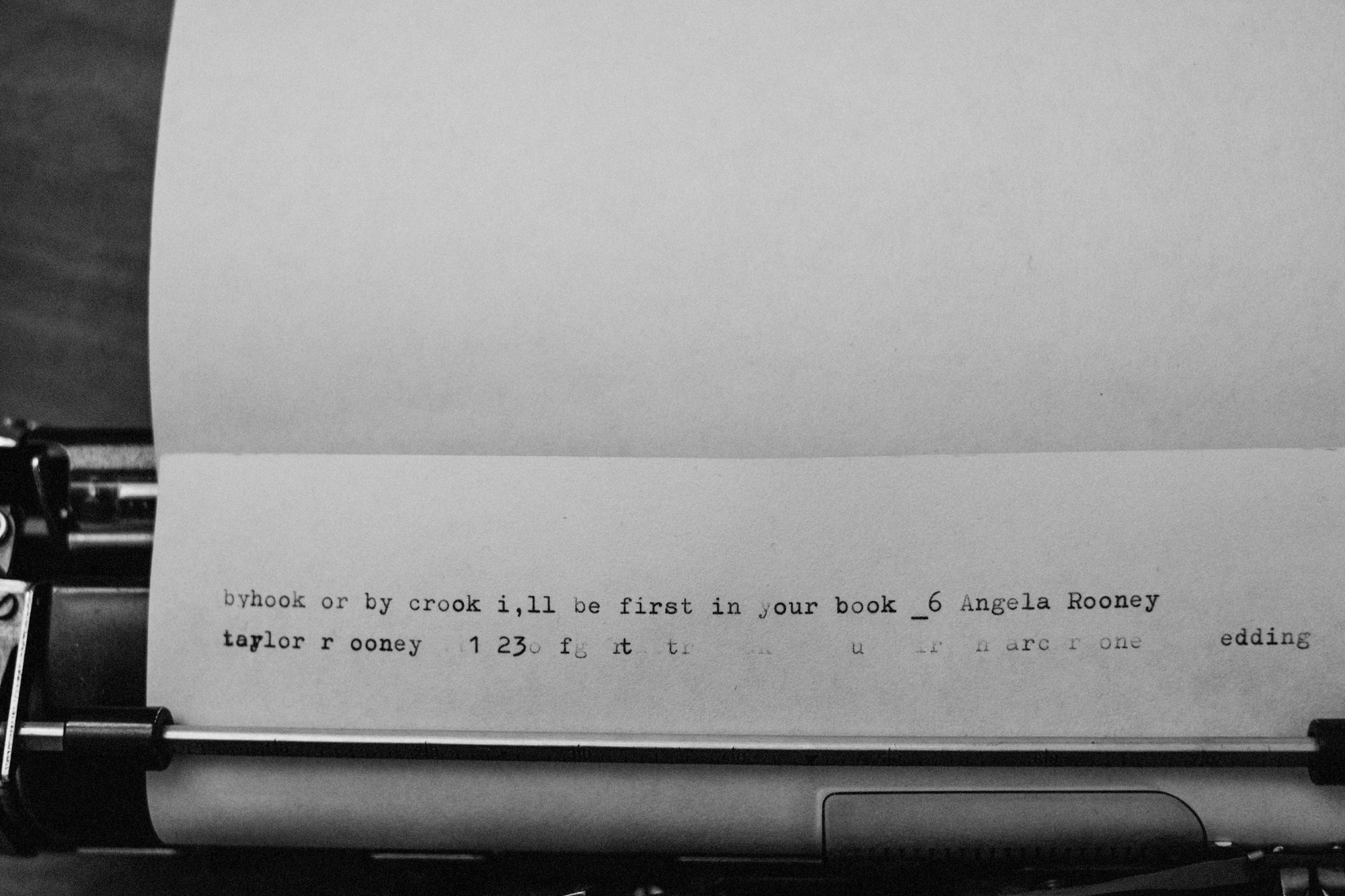 Words written on a typewriter