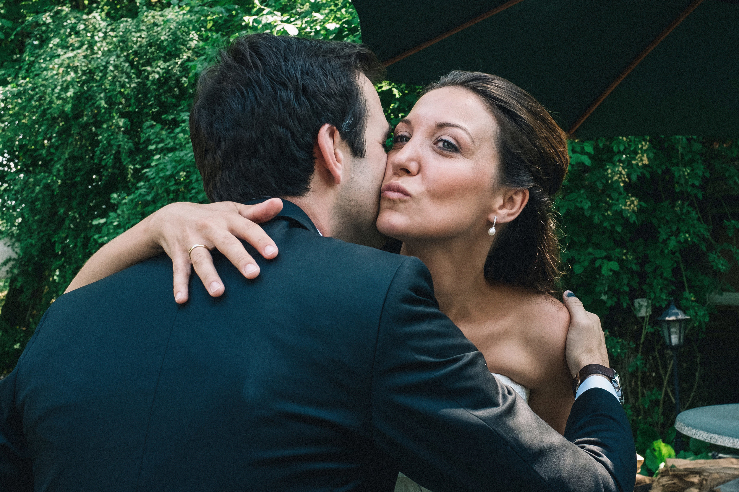 Bride hugs a close friend