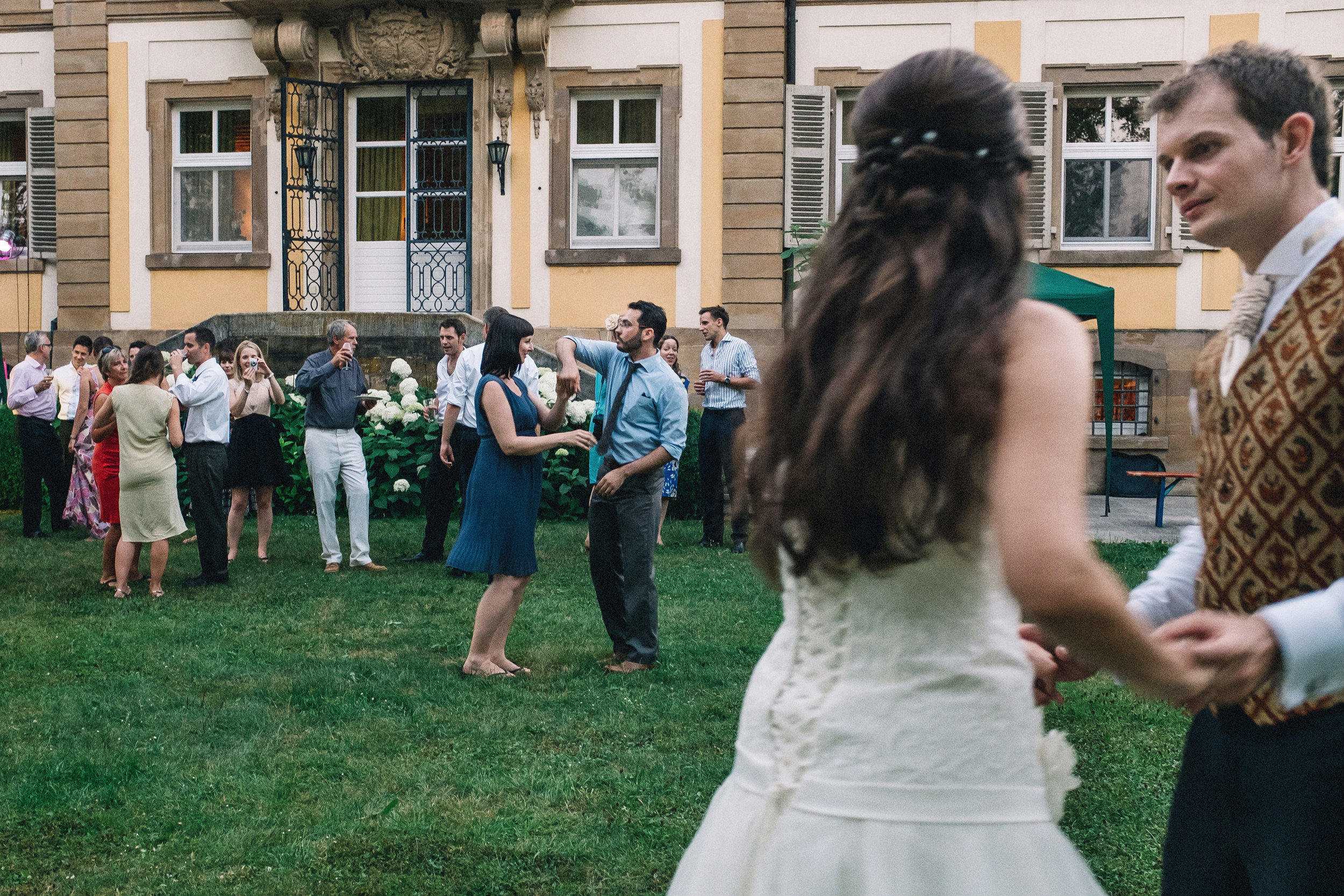 Dancing wedding guests