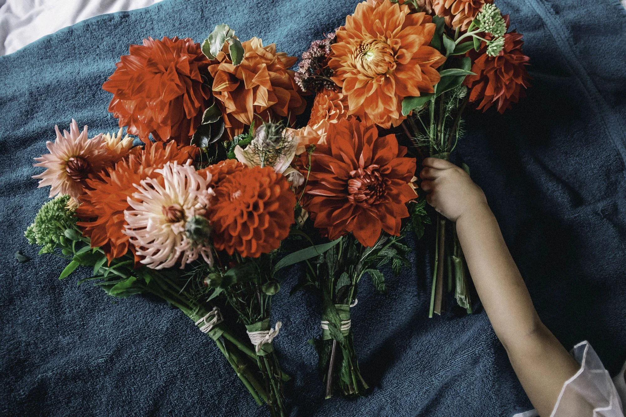 Close up of a colourful bridal bouquet