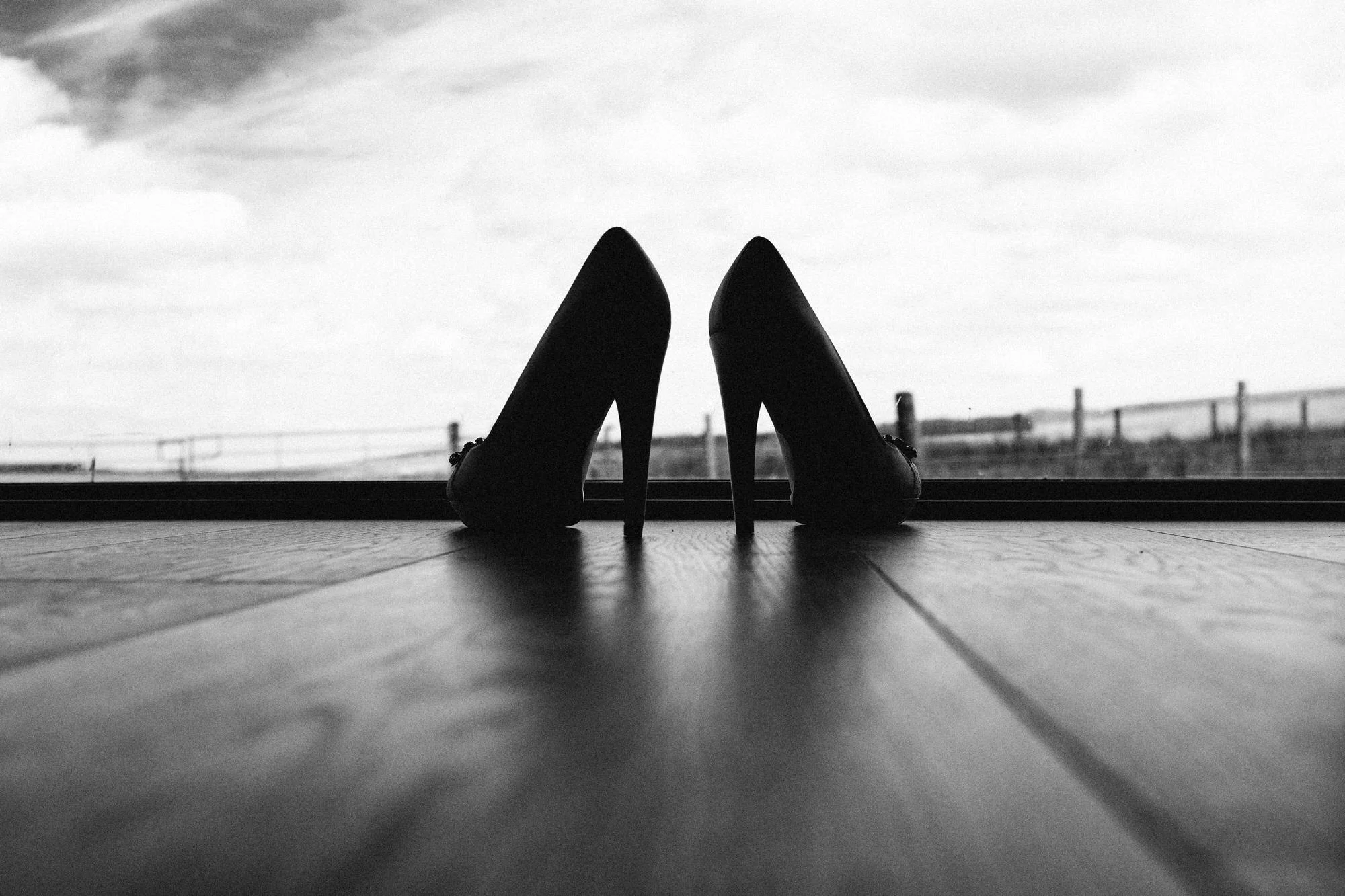 Silhouetted bridal shoes