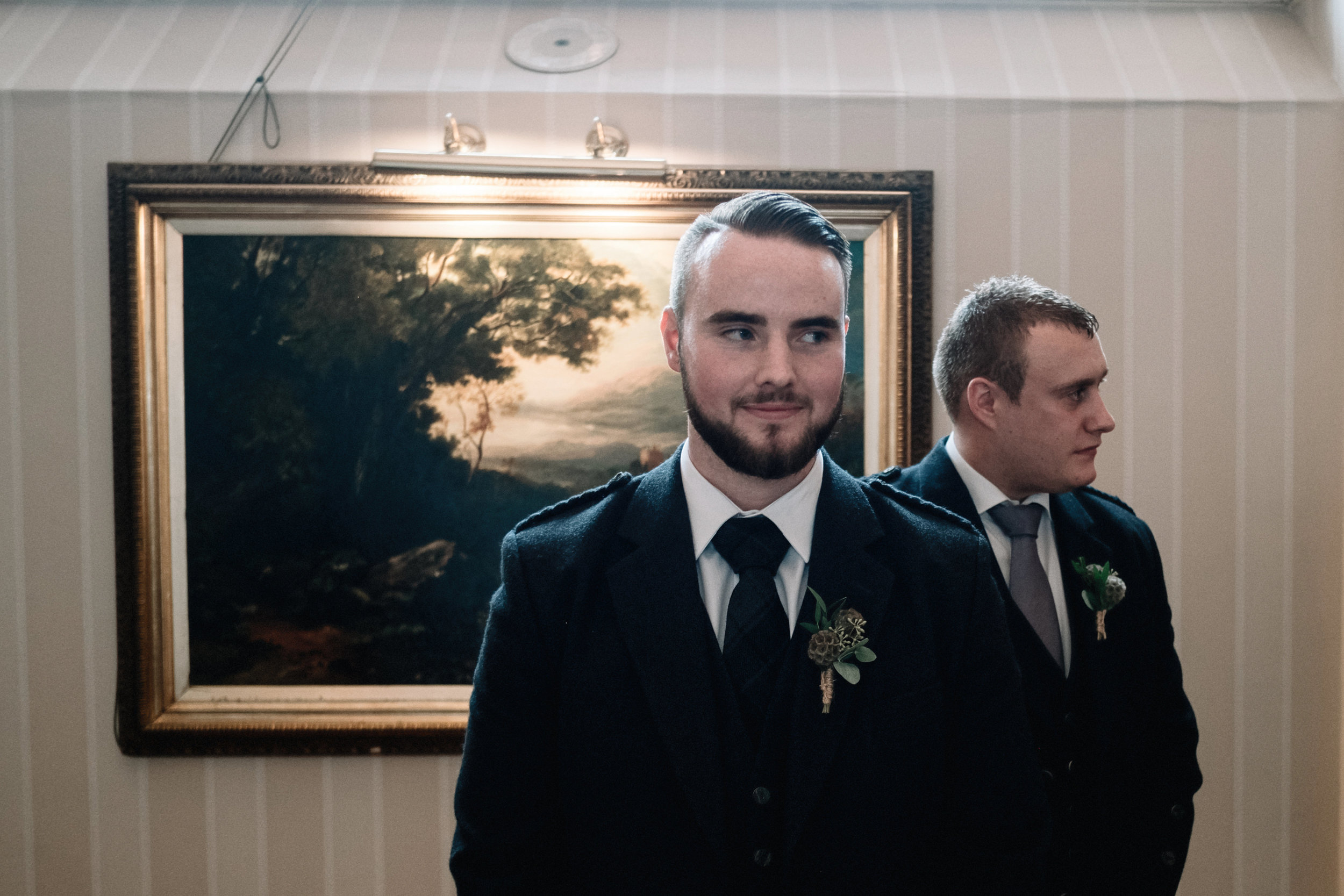 Nervous groom waits on his bride 