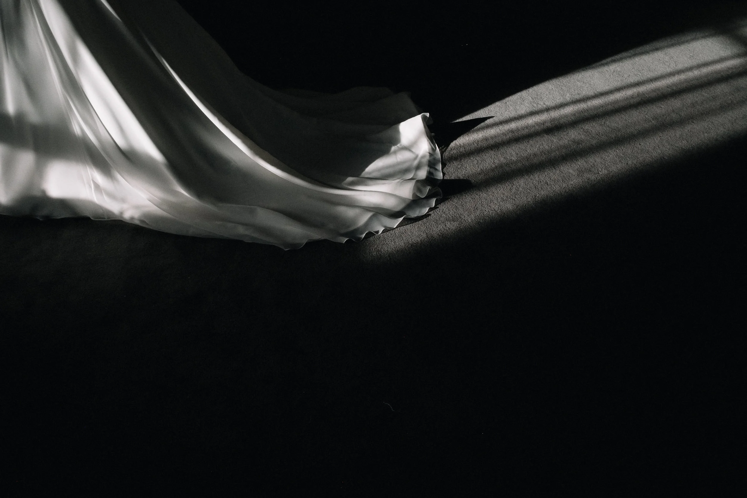 Bridal train in the shadows