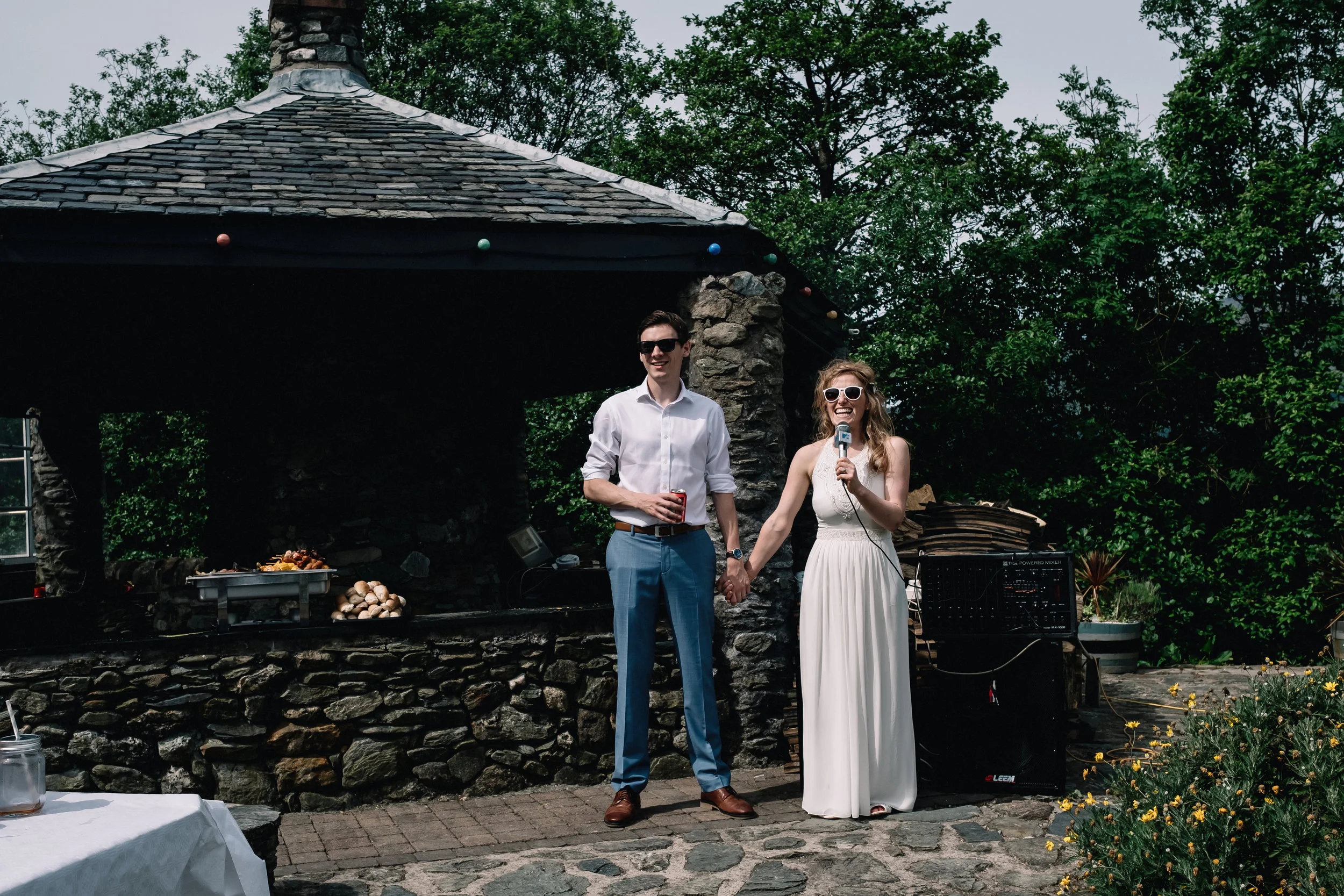 Bride and groom making speech