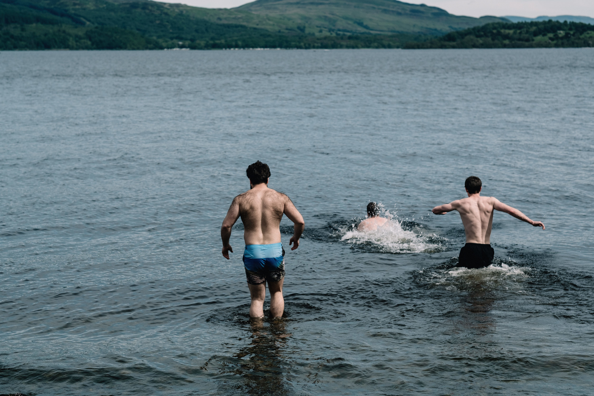 Wedding guests swim in Loch Lomond