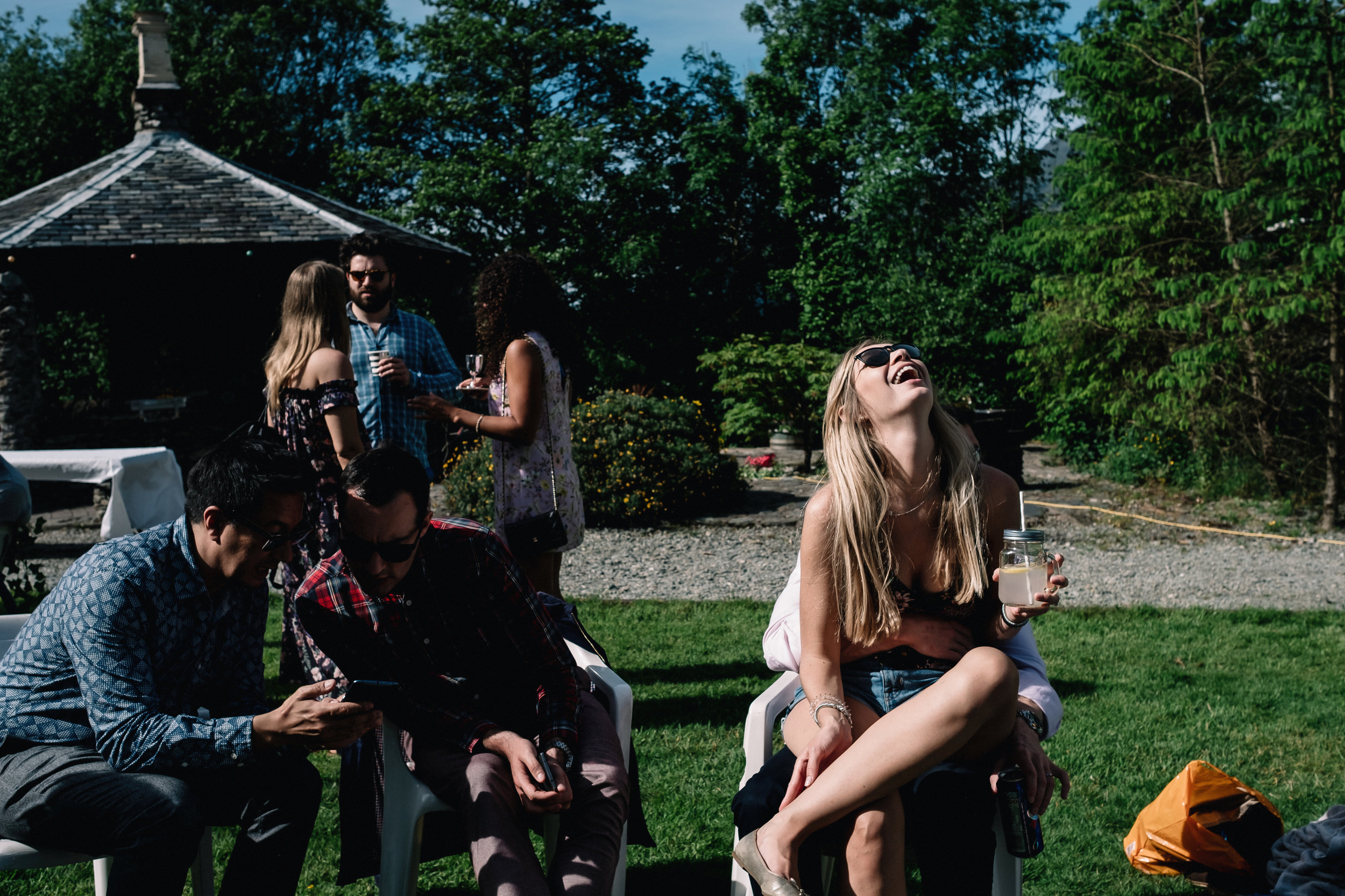 Laughing wedding guest