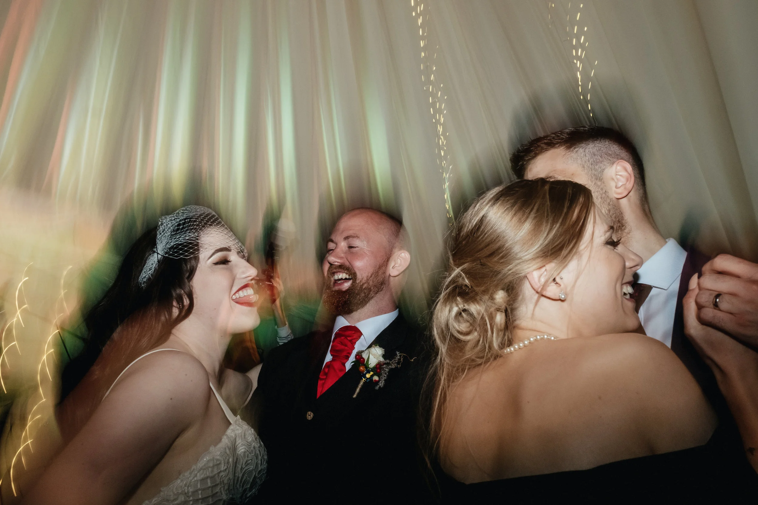 Dancing bride and groom