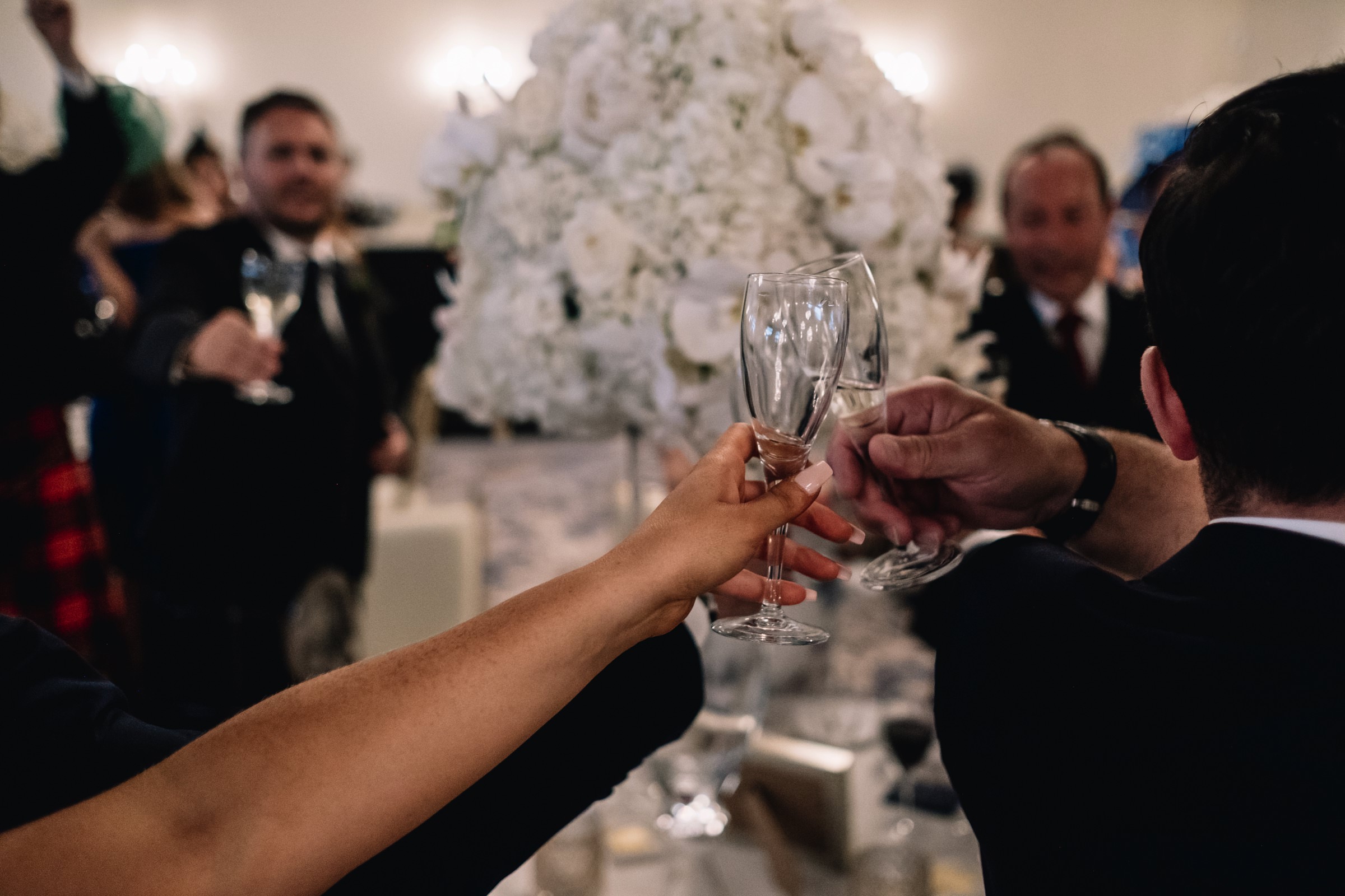 Wedding guests toast